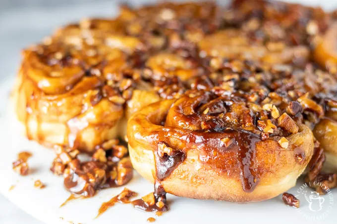 This recipe takes some time and work, but it's so worth it. The dough, the topping, the caramel...these caramel pecan sticky buns are straight up addicting.