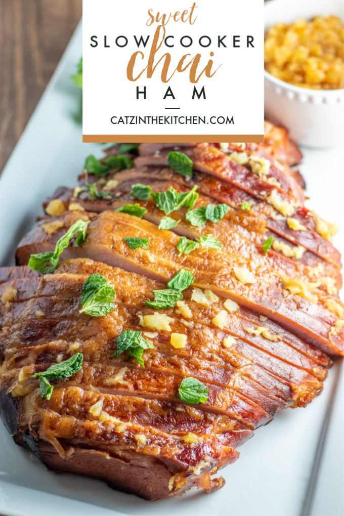 This super simple, yummy, and elegant recipe for Sweet Slow Cooker Chai Ham goes in the slow cooker the night before, leaving you to enjoy your holiday!