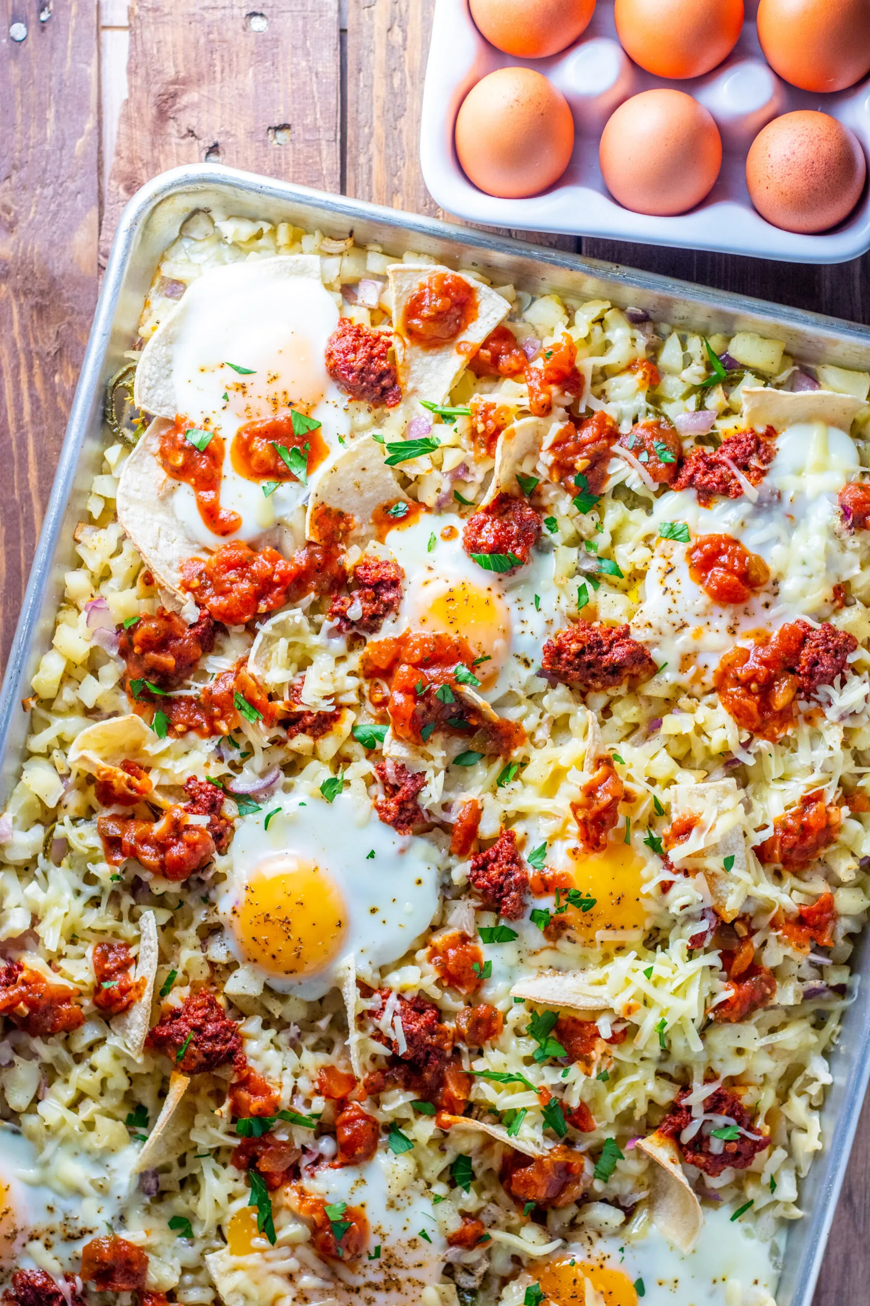 A one pan tex mex sheet pan breakfast...or breakfast for dinner? Count us in! This easy, flexible recipe simply puts great flavors on your table!
