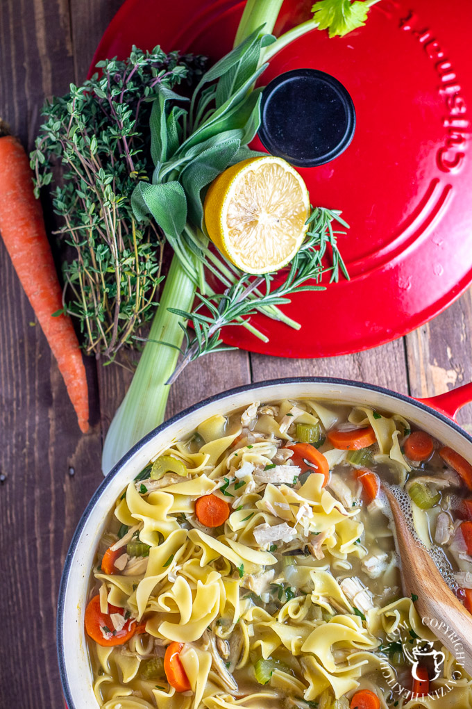 A flavorful, quick, easy, recipe for homemade chicken noodle soup - make this when your family is under the weather - or when you just want some comfort!