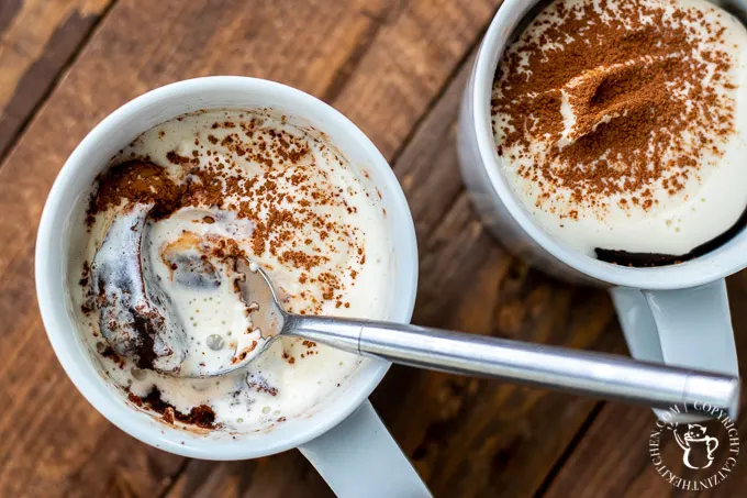 mug brownies with whipped cream