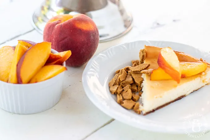 slice of peach cheesecake 