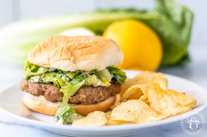 These chicken caesar burgers combine summer grilling with the delightful flavors of this familiar salad in one easy recipe!