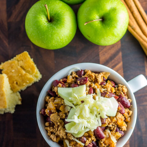 Chipotle Turkey Chili with Apples and Cheddar