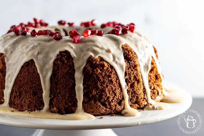 Cocoa Chiffon Cake on cake stand