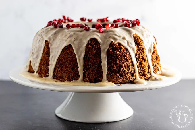 Cocoa Chiffon Cake made in a bundt pan