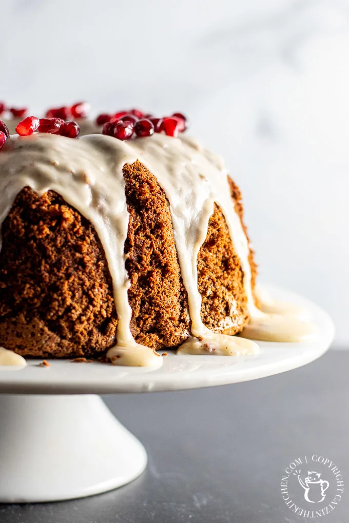 Cocoa Chiffon Cake with vanilla glaze 