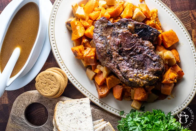 Gingersnap Pot Roast with gravy