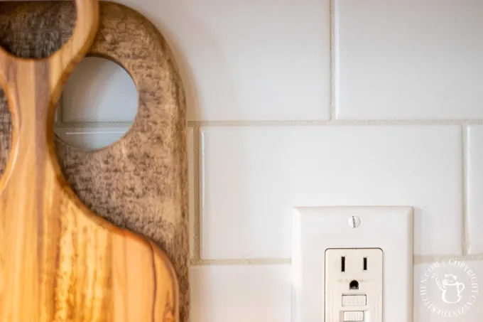 closeup of DIY Subway Tile Backsplash