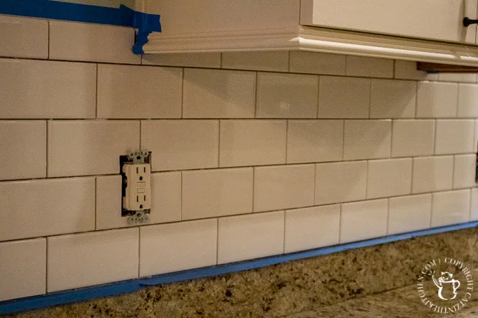 DIY Subway Tile Backsplash before grout