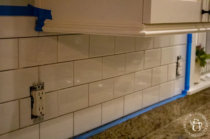 masking DIY Subway Tile Backsplash