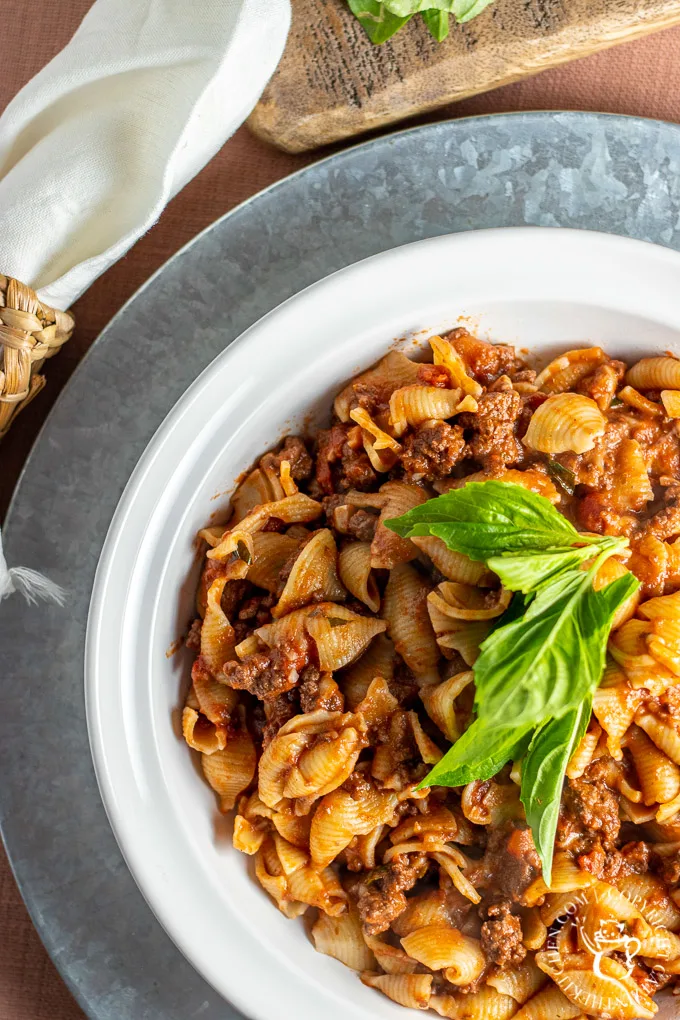 Pasta Bolognese in a bowl