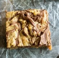 Peanut Butter and Chocolate Chip Nutella Swirled Blondies