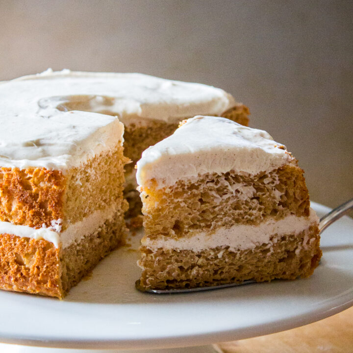 Pumpkin Angel Food Cake with Harvest Cream Cheese Frosting