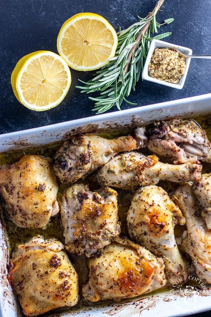 One Pan Roasted Rosemary Mustard Chicken from above 