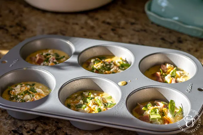 Mini Crustless Quiche preparation   