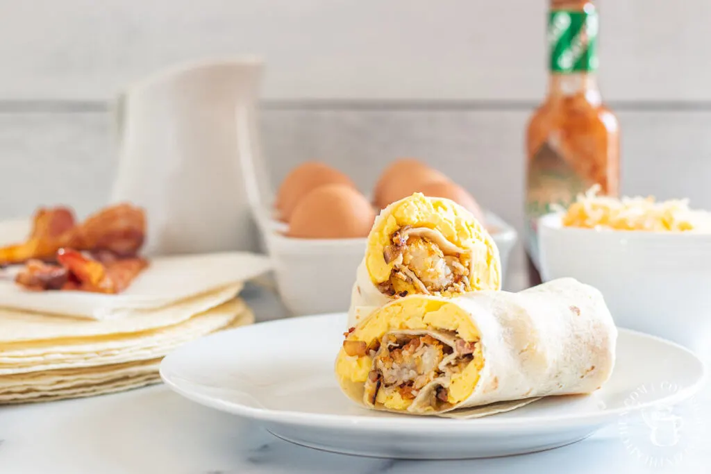 Freezer Friendly Breakfast Burritos with ingredients 