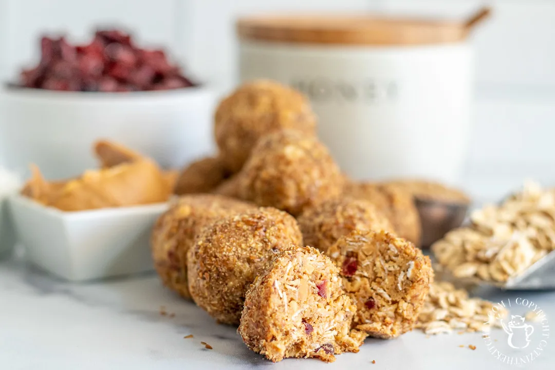 Honey Oat Power Balls on a counter