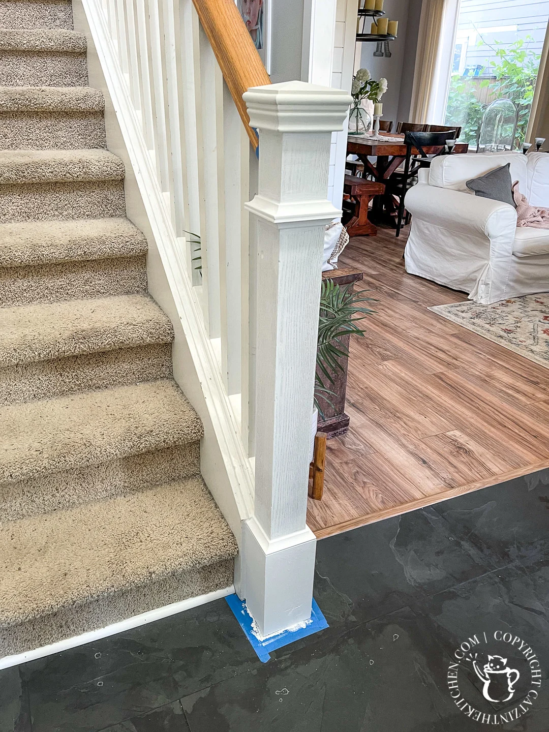 Second coat of primer for newel post