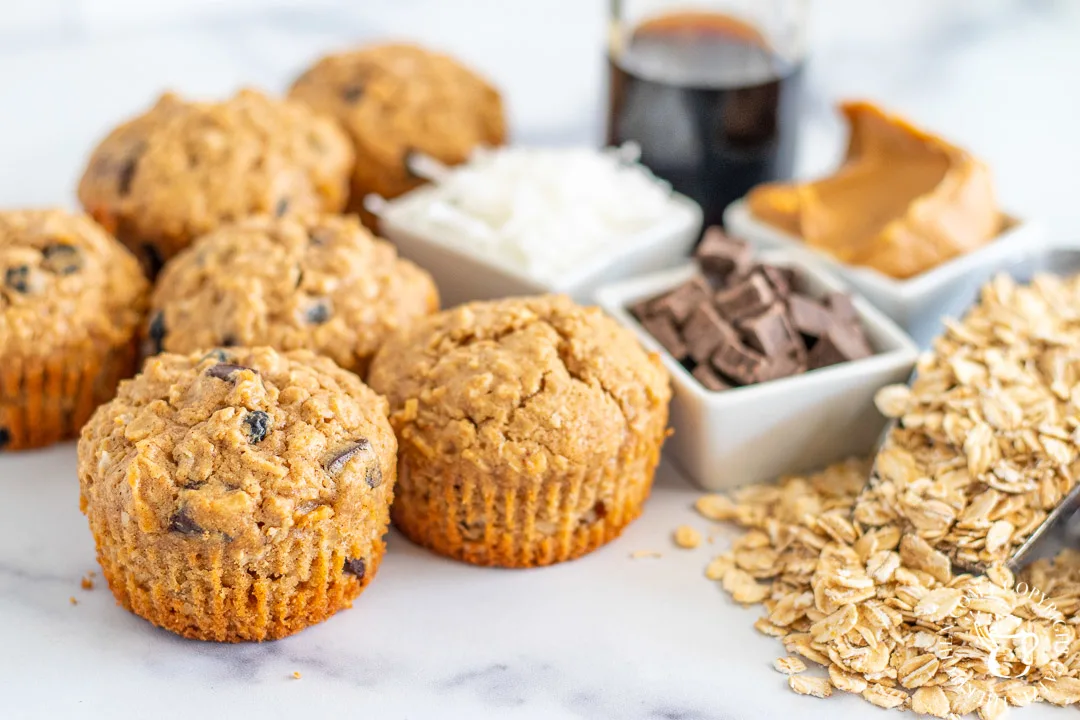 Peanut Butter & Chocolate Oat Muffins ingredients 