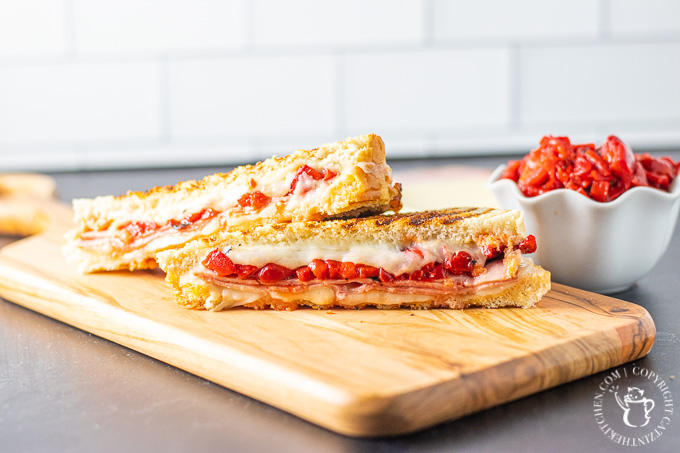 Ham and Roasted Red Pepper Panini sandwich 