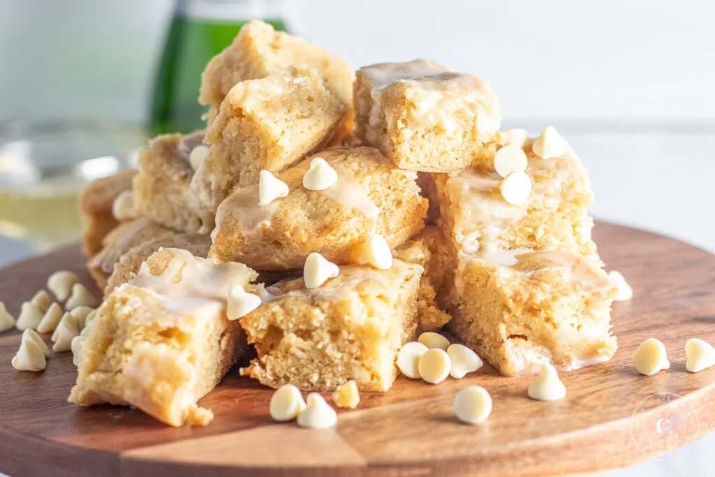 Champagne Blondies on a platter 