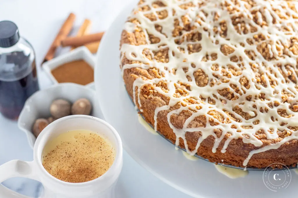 Eggnog Coffee Cake and spices 