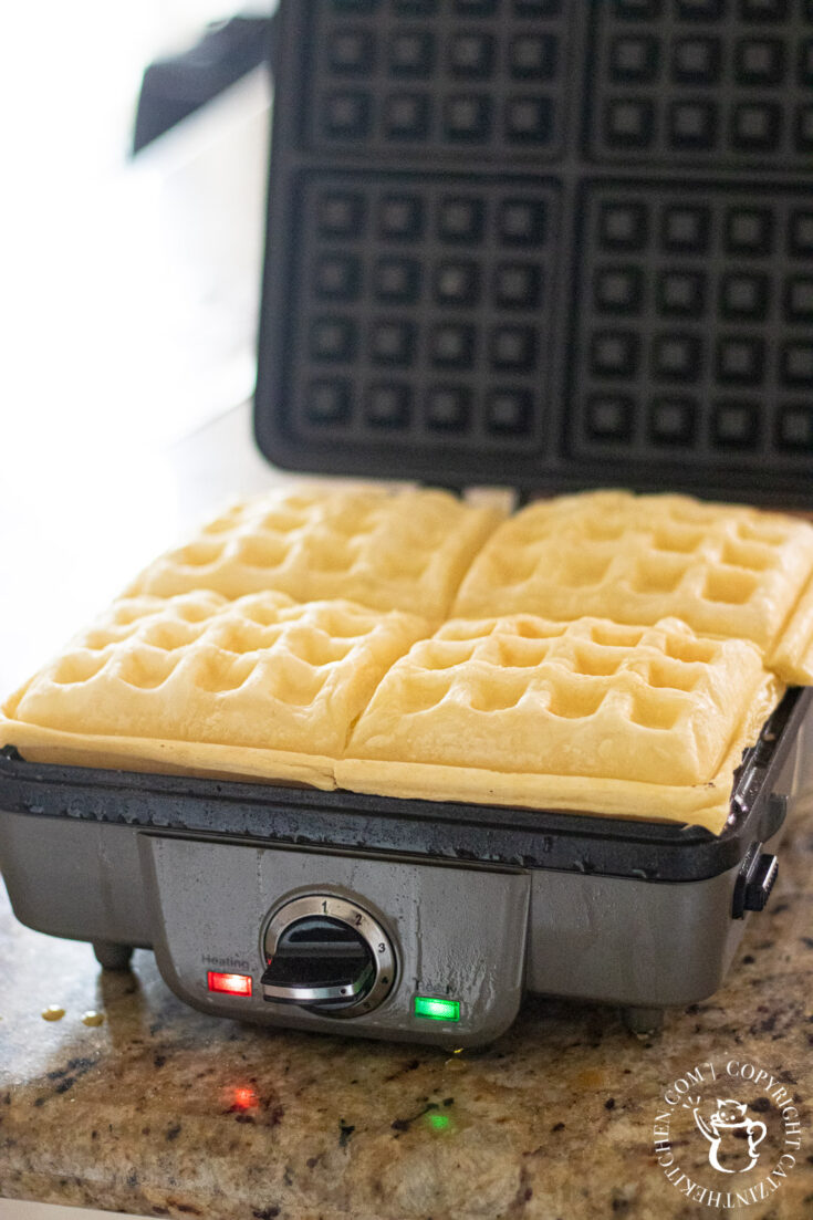 puff pastry cooking in waffle maker 