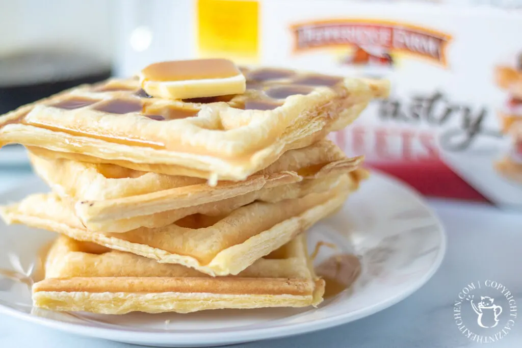 Puff Pastry Waffles with butter and syrup 