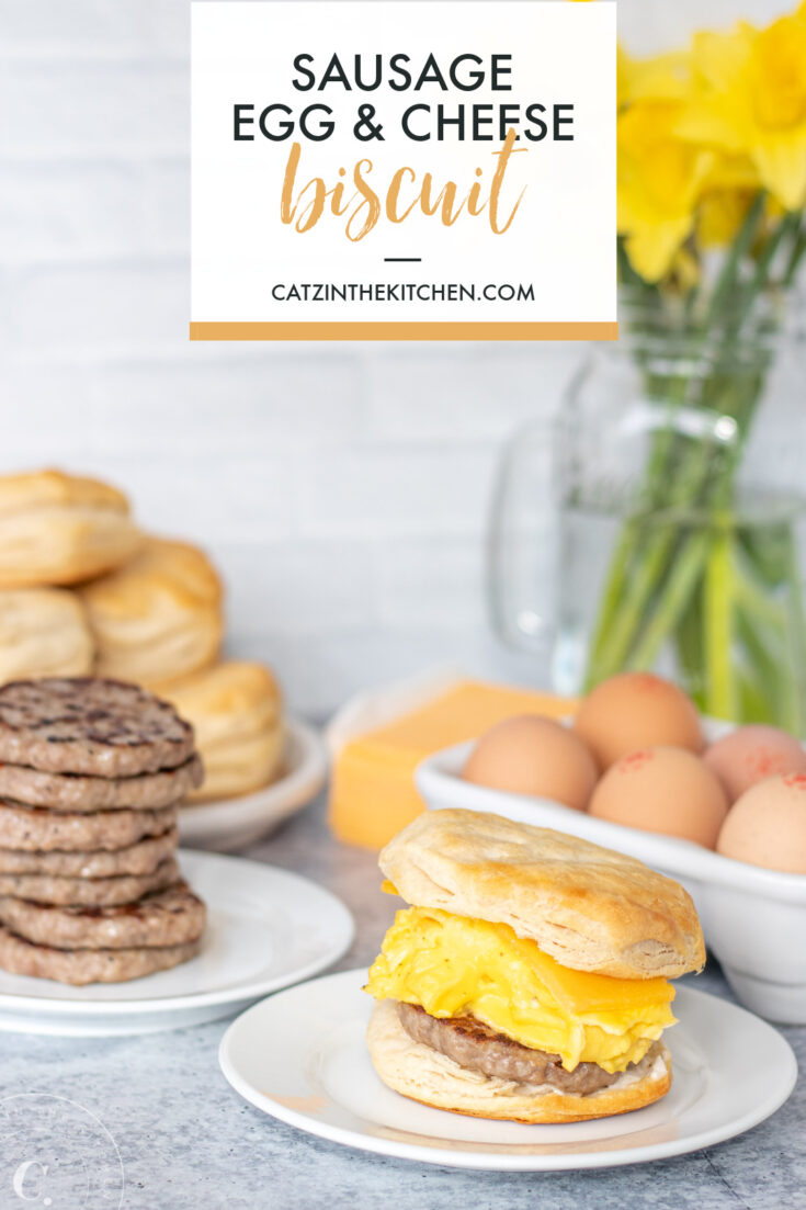 Sausage Egg & Cheese Biscuit Breakfast Sandwiches