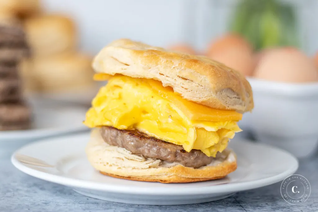 Sausage Egg & Cheese Biscuit Breakfast Sandwich