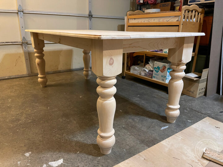 unfinished DIY Classic Farmhouse Kitchen Table