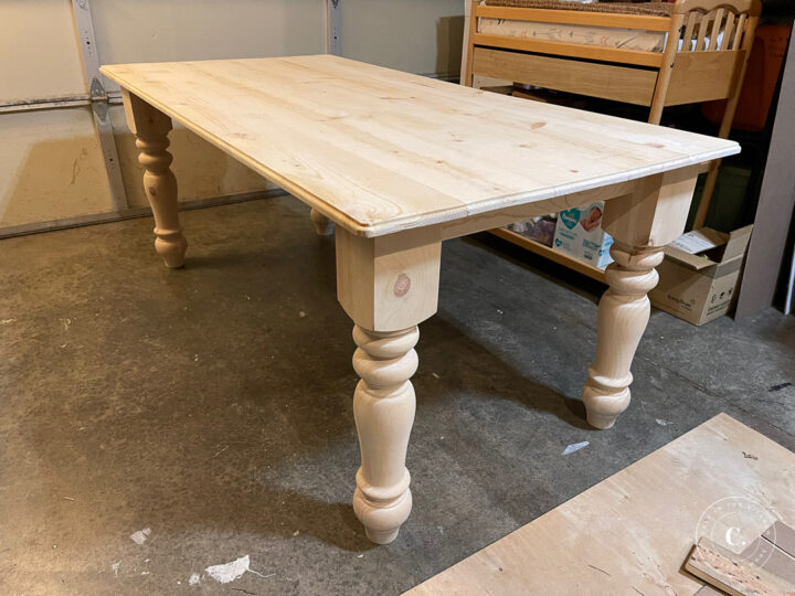 unfinished DIY Farmhouse Kitchen Table