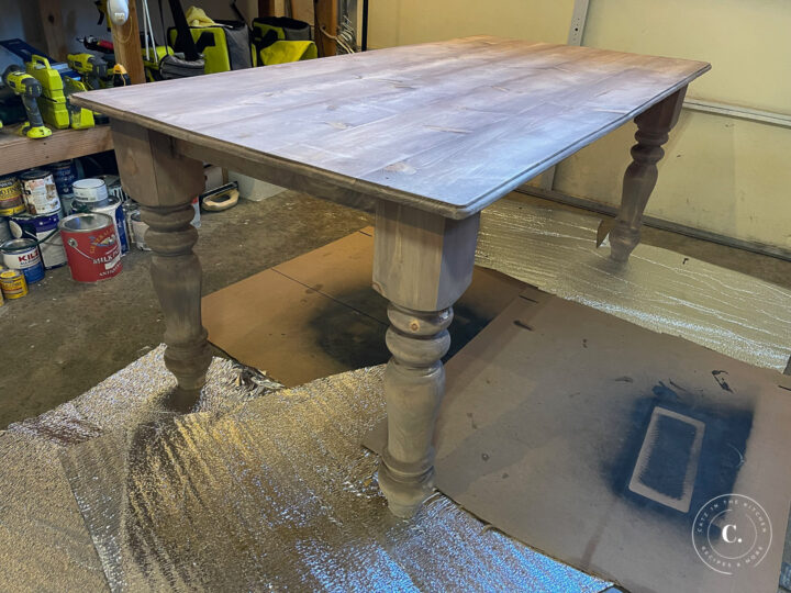 stained DIY Classic Farmhouse Kitchen Table