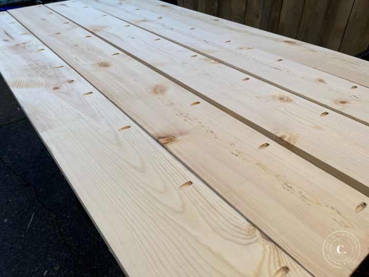 pocket holes for farmhouse kitchen table top 