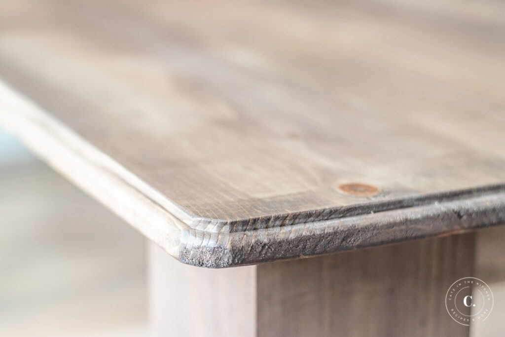 DIY Classic Farmhouse Kitchen Table routed edge close up 