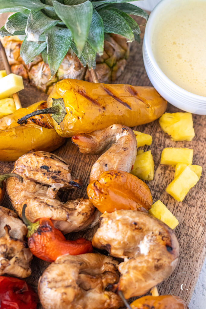 tropical chicken kabobs with grilled peppers
