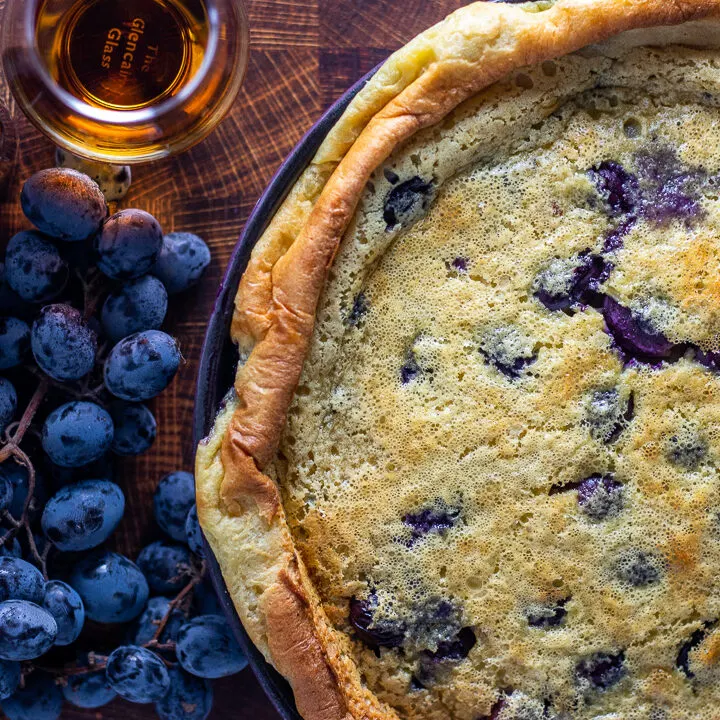 Cast Iron Vanilla Bourbon Grape Clafoutis