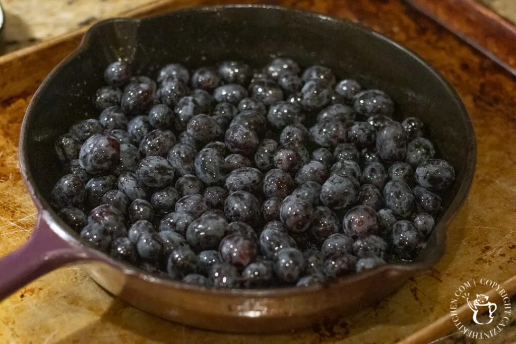 grapes in cast iron pan 