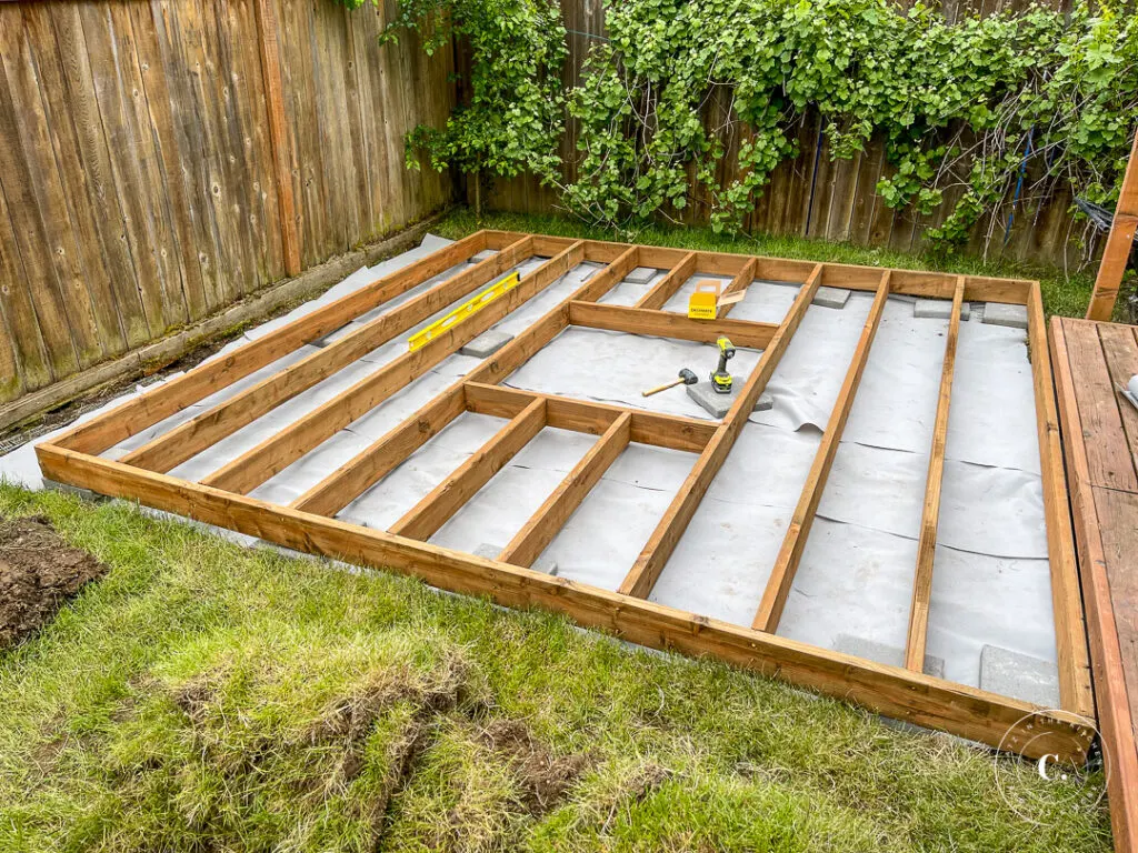 building frame for floating deck 