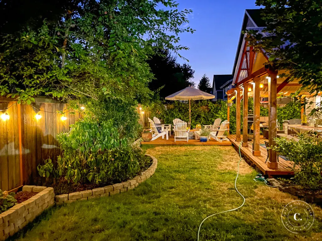 backyard decks at night 