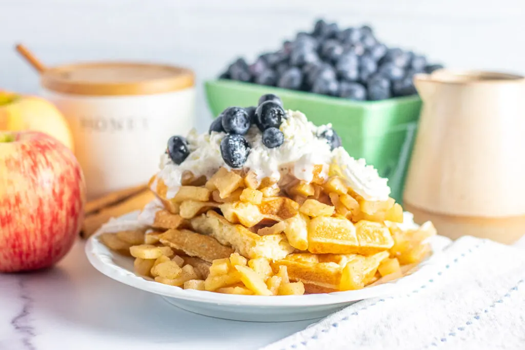 Apple Pie Ricotta Waffles on a plate