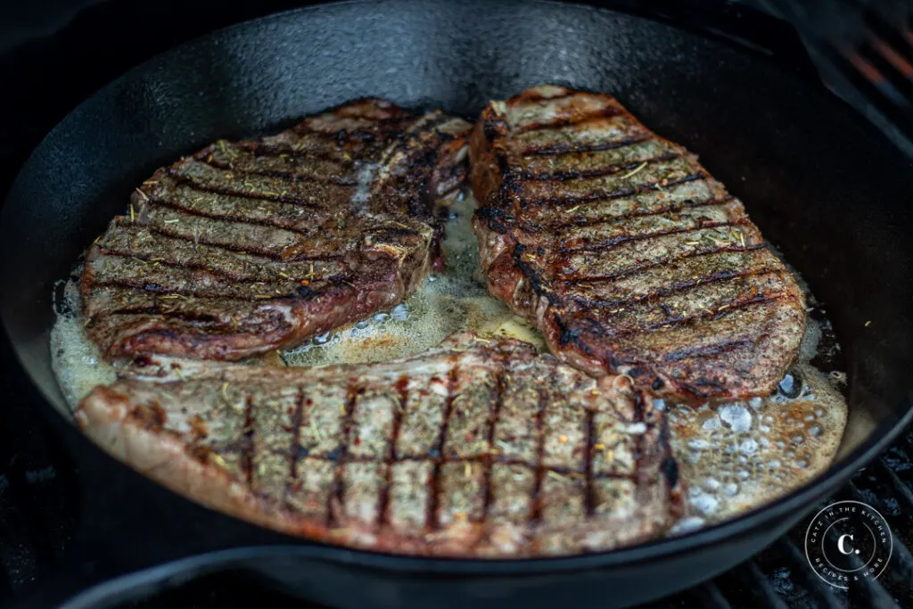 DIY Spice Rub on ribeye in cast iron