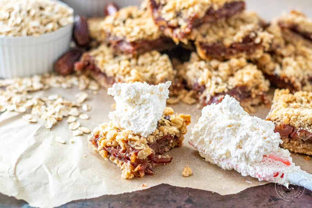 Date & Oat Bars with whipped cream 