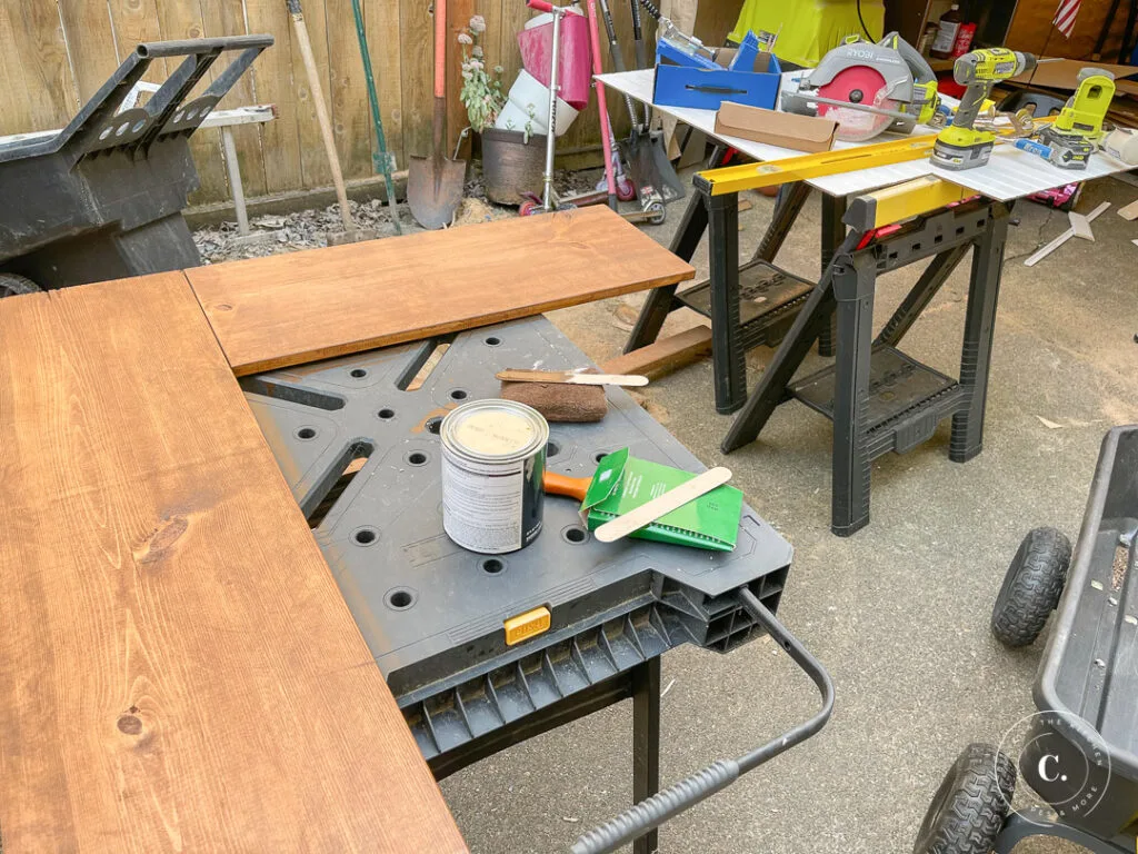 staining pine countertops for pantry 