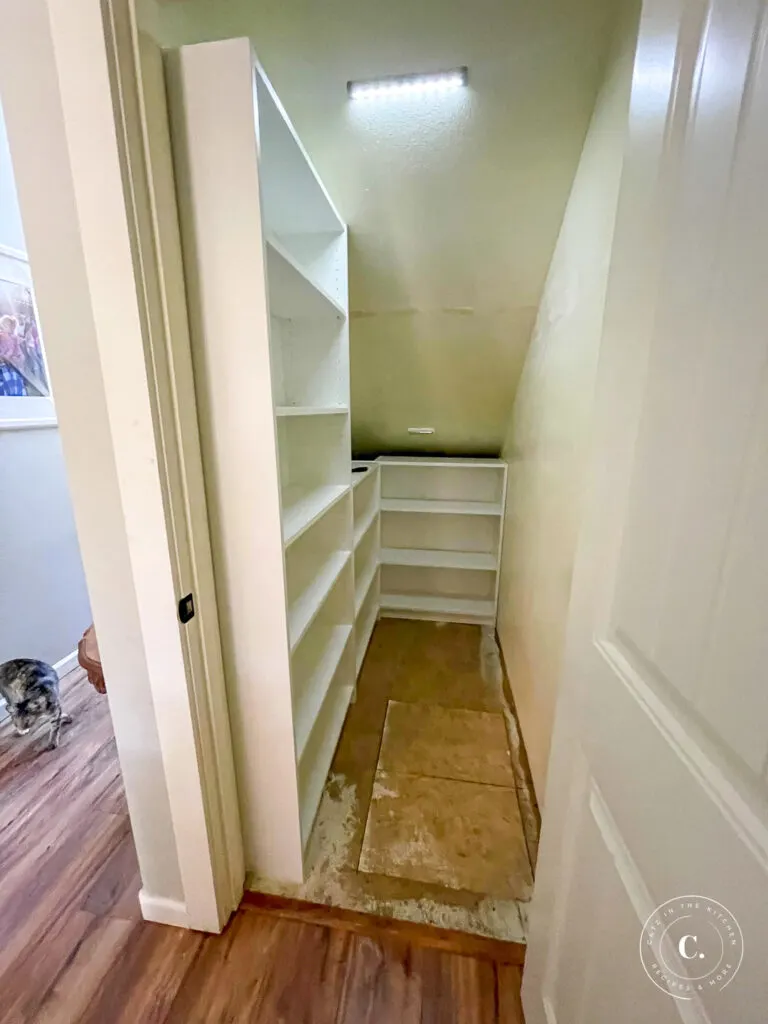 IKEA shelves in coat closet 