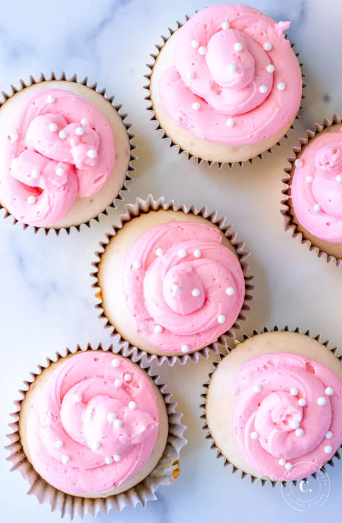 Moscato Cupcakes on a counter