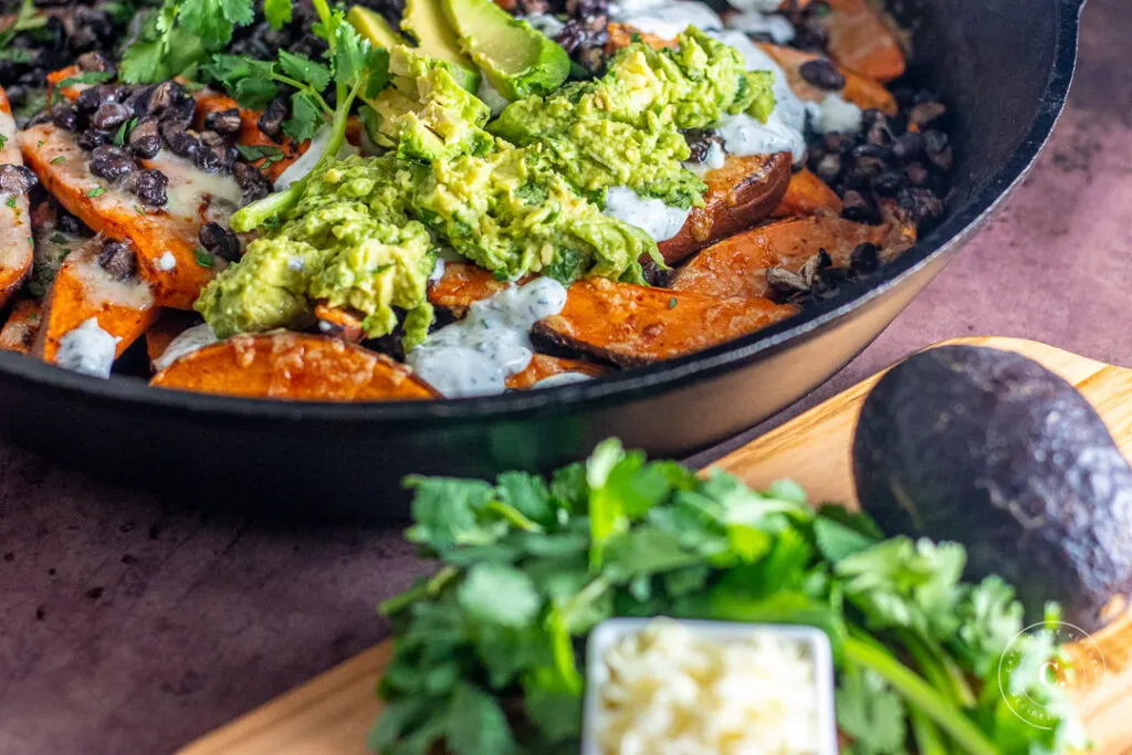 Sweet Potato Nachos with the guacamole 