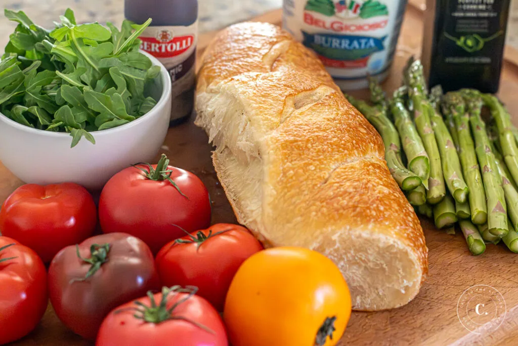 Grilled Burrata Salad ingredients 