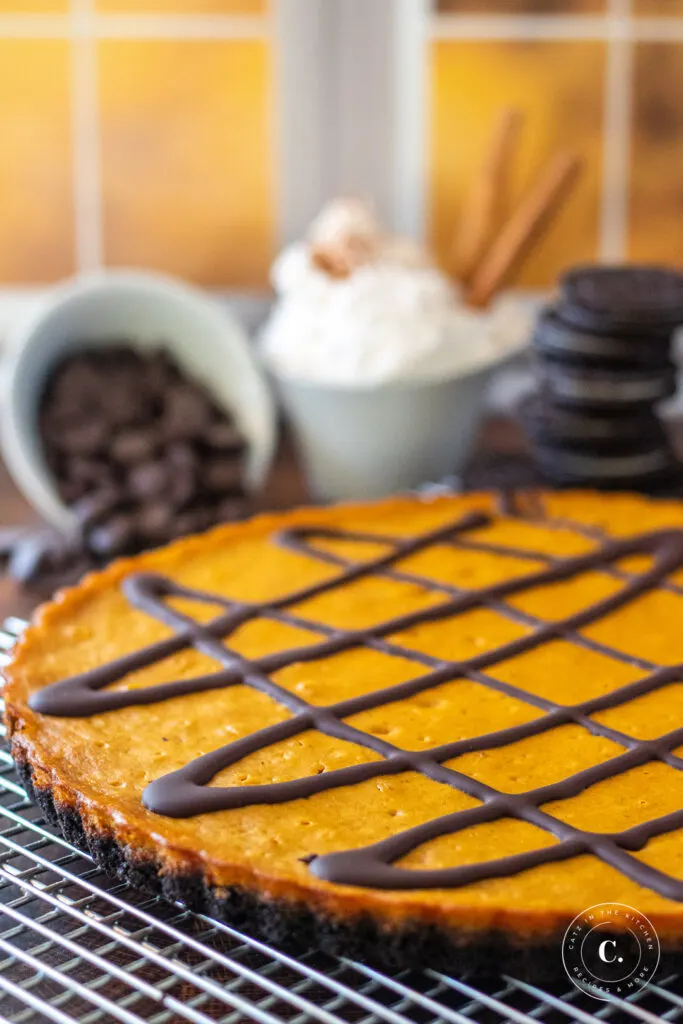 Pumpkin Chocolate Tart with ingredients 